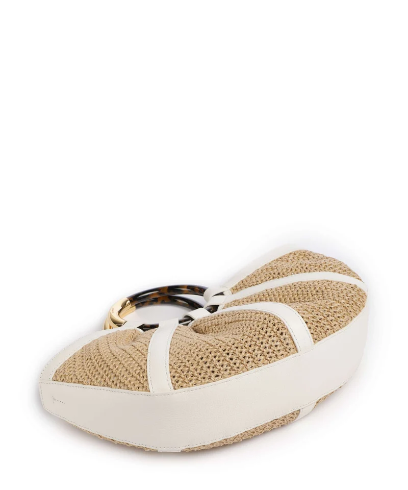 Coccinelle Shell Straw Handtasche natural/pearl