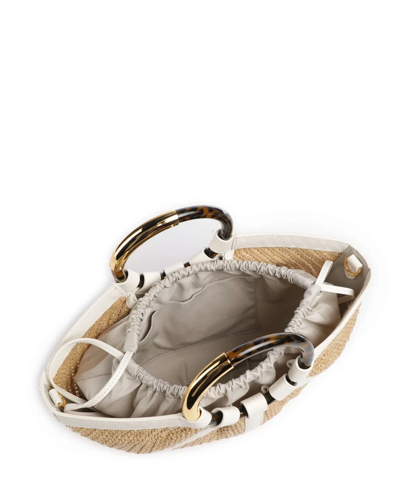 Coccinelle Shell Straw Handtasche natural/pearl