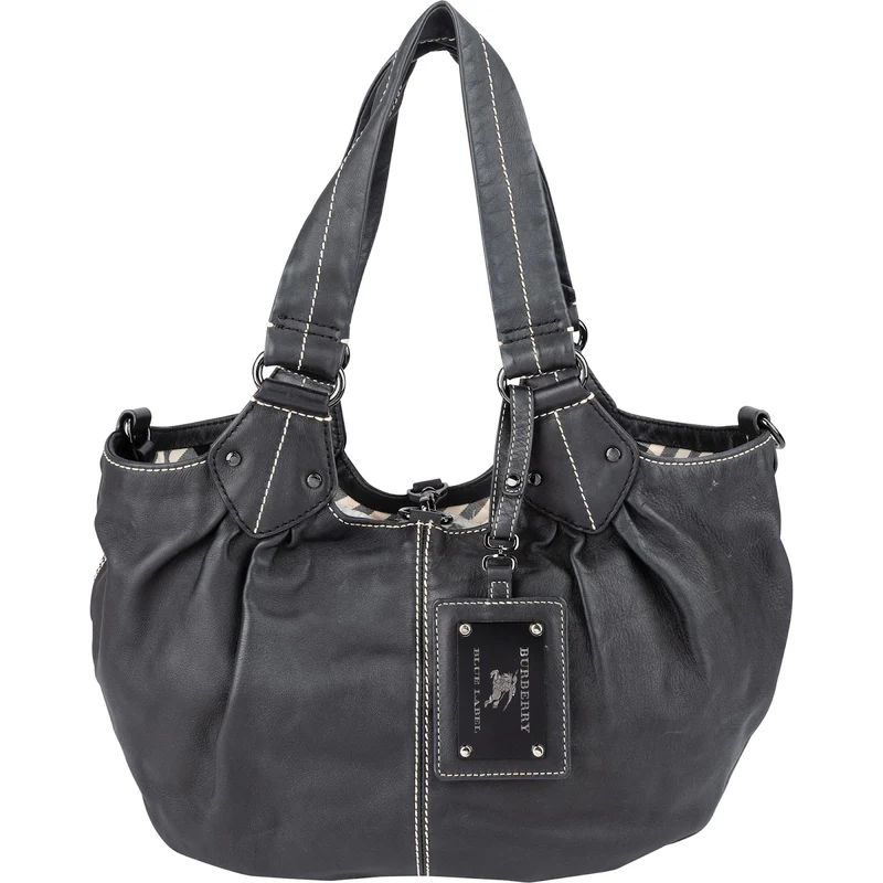 Burberry Blue Label Calfskin Reversible Hobo Shoulder Bag