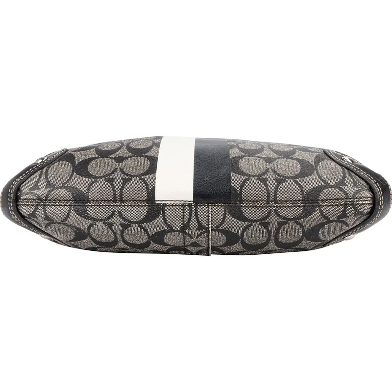Coach Monogram Signature Stripe Hobo Shoulder Bag