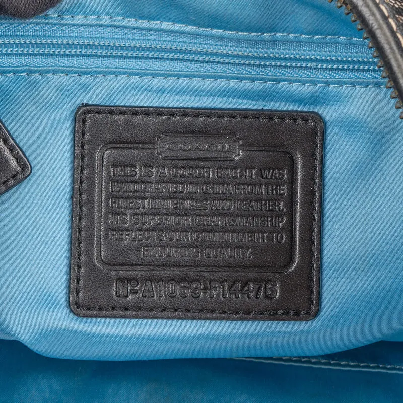 Coach Monogram Signature Stripe Hobo Shoulder Bag