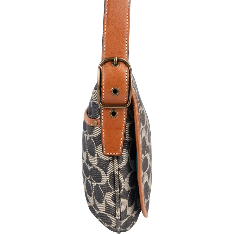 Coach Monogram Signature Stripe Saddle Crossbody Bag