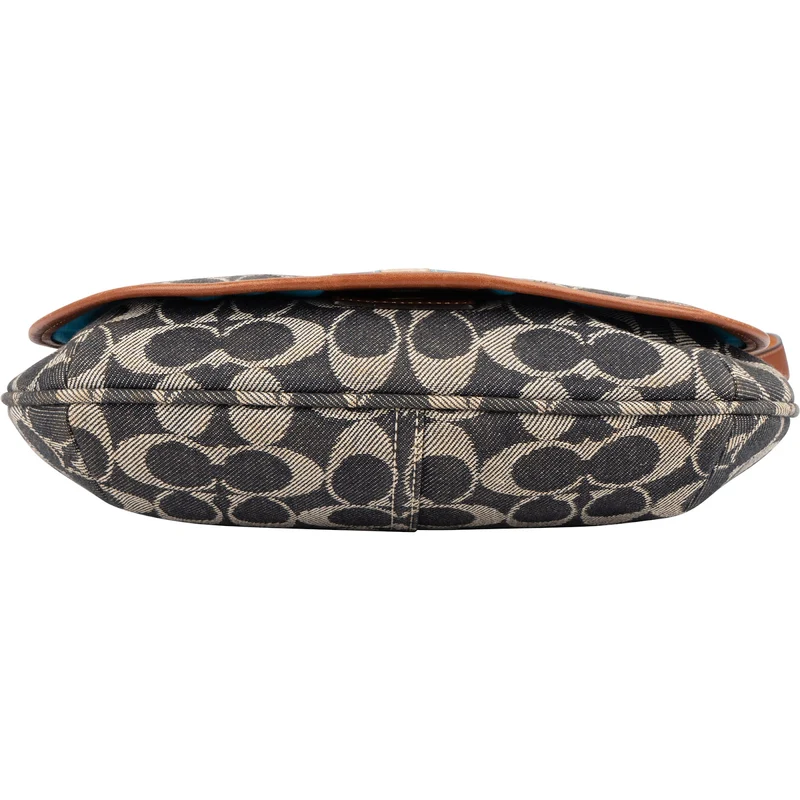 Coach Monogram Signature Stripe Saddle Crossbody Bag