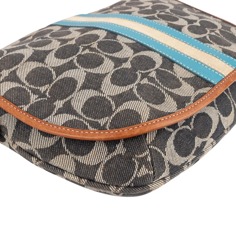 Coach Monogram Signature Stripe Saddle Crossbody Bag
