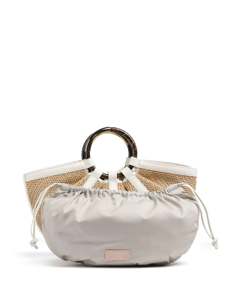 Coccinelle Shell Straw Handtasche natural/pearl