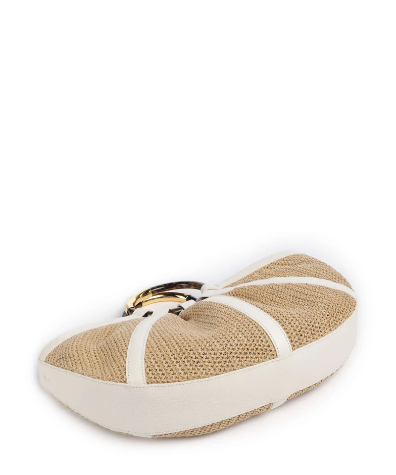 Coccinelle Shell Straw Handtasche natural/pearl