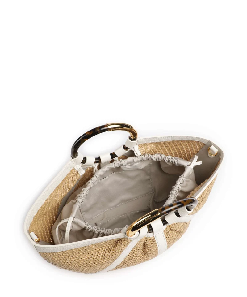 Coccinelle Shell Straw Handtasche natural/pearl