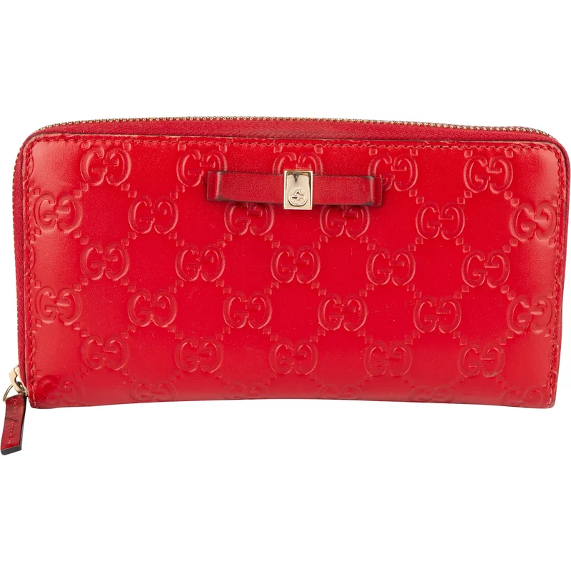 Gucci Microguccissima Leather Bow Zip Around Wallet