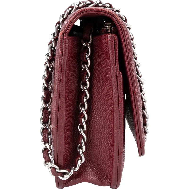 Chanel Wuilted Caviar Leather Jeweled CC Wallet On Chain Crossbody Bag