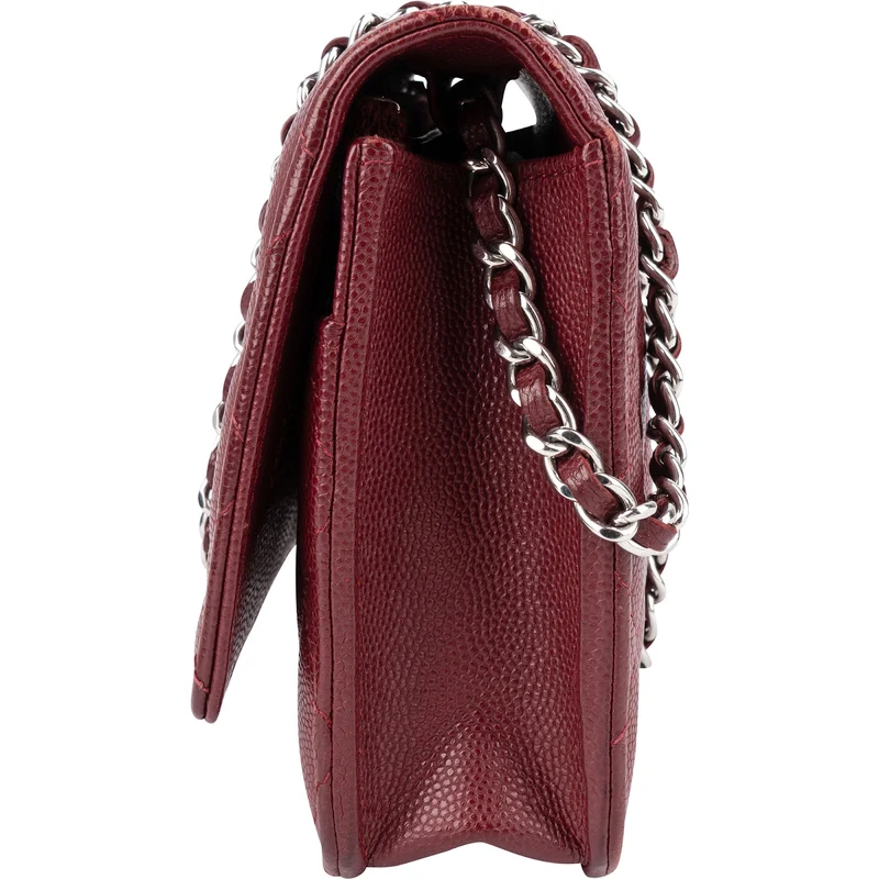 Chanel Wuilted Caviar Leather Jeweled CC Wallet On Chain Crossbody Bag