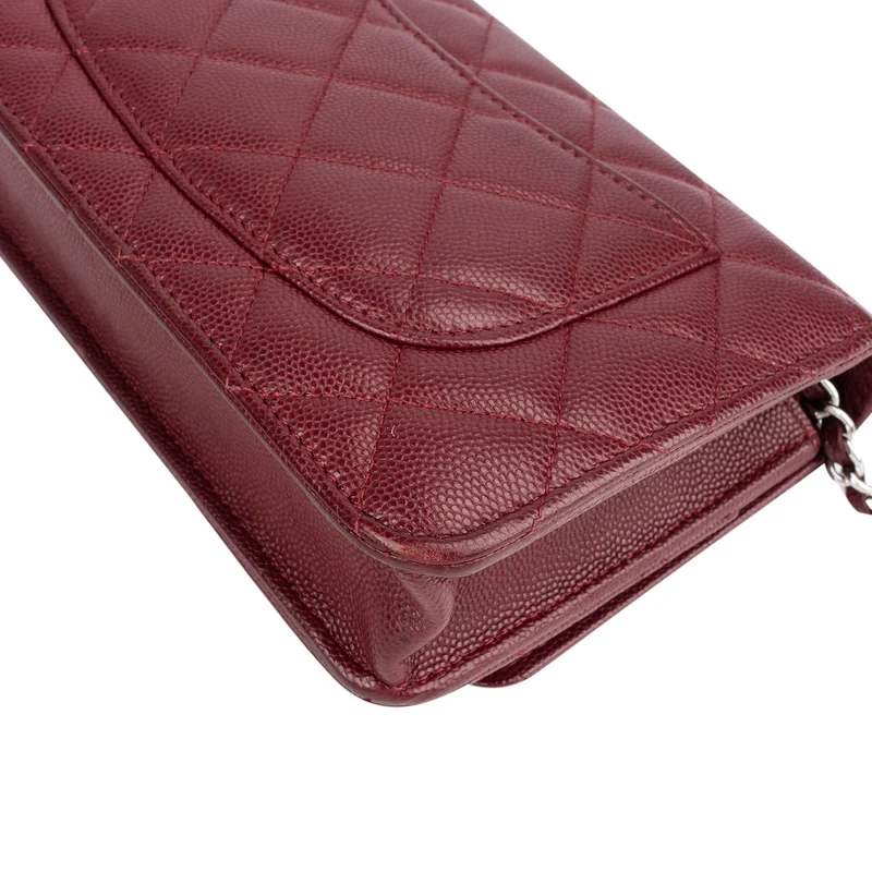 Chanel Wuilted Caviar Leather Jeweled CC Wallet On Chain Crossbody Bag
