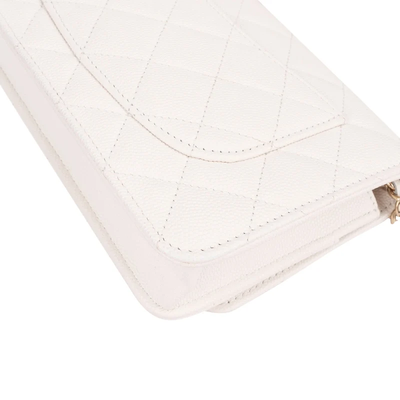Chanel Wuilted Caviar Leather Jeweled CC Wallet On Chain Crossbody Bag