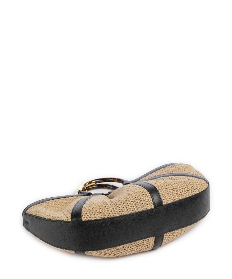 Coccinelle Shell Straw Handtasche natural/noir
