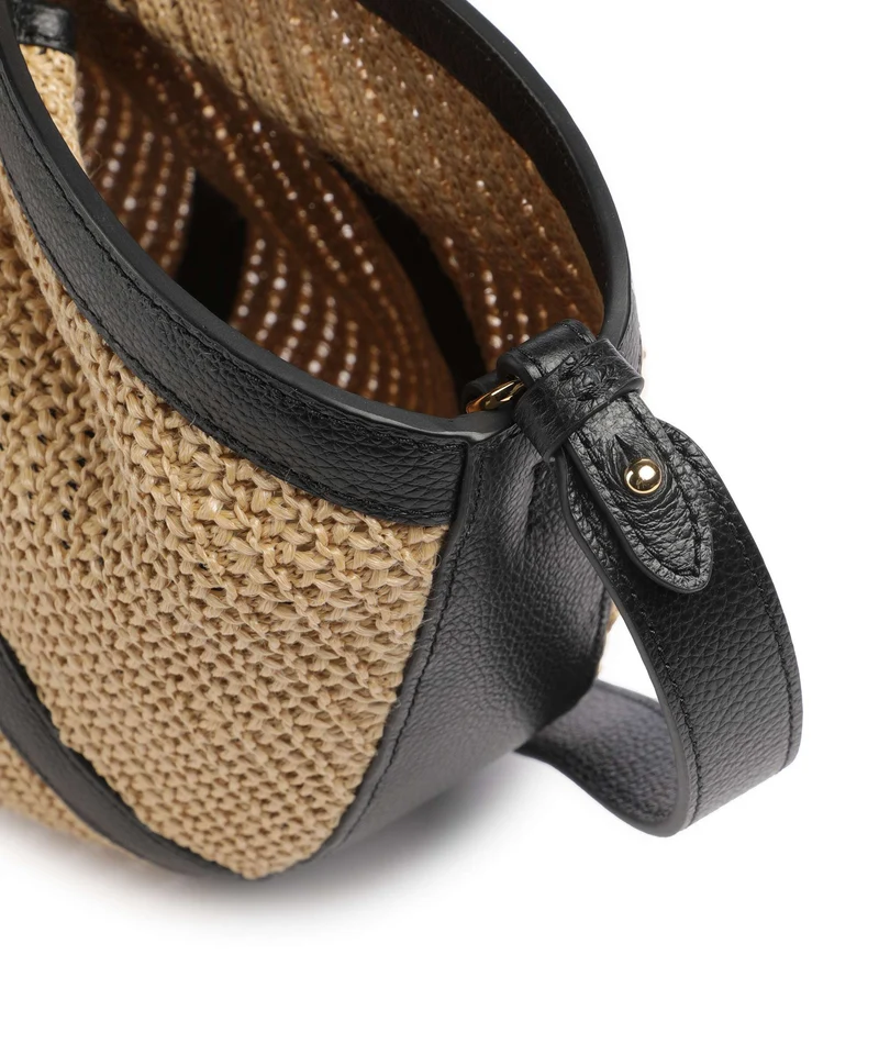 Coccinelle Shell Straw Handtasche natural/noir