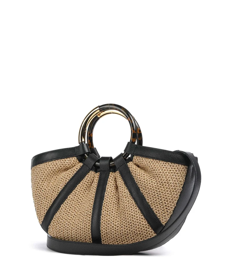 Coccinelle Shell Straw Handtasche natural/noir