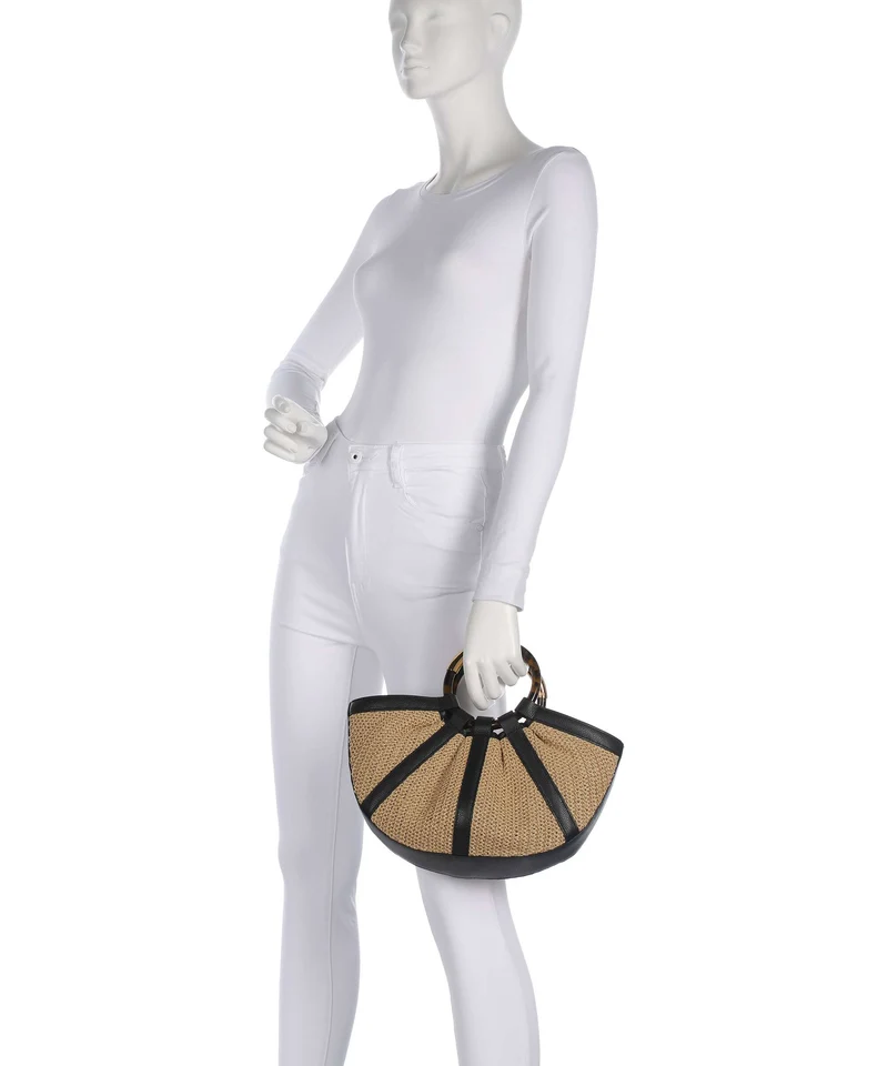 Coccinelle Shell Straw Handtasche natural/noir
