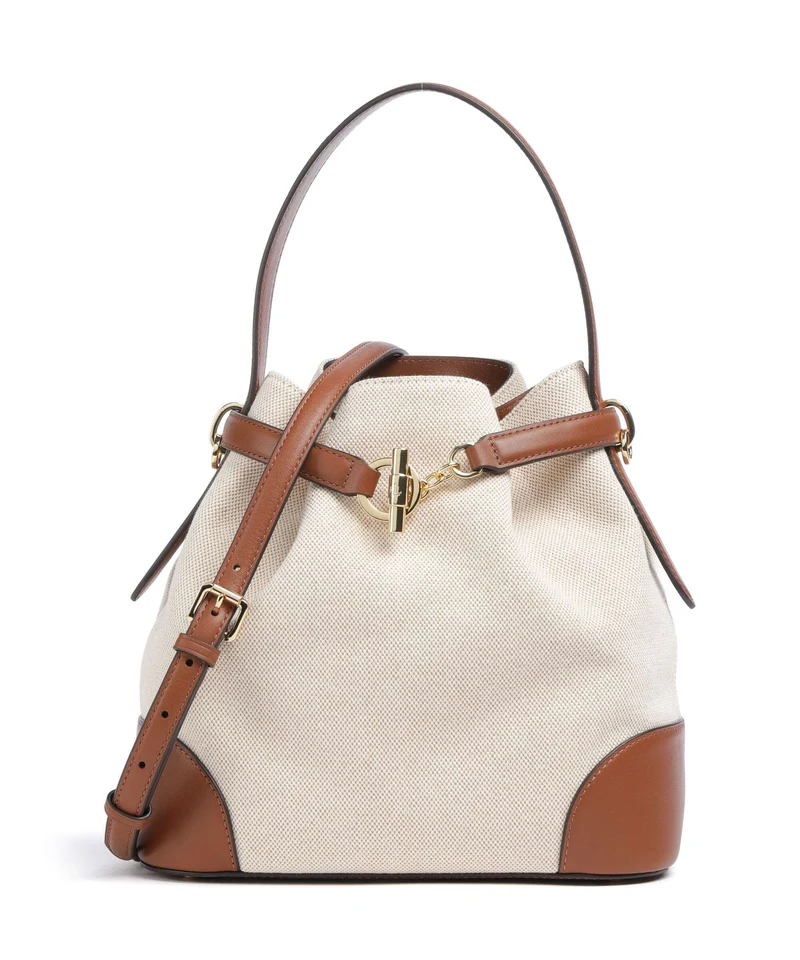 Lauren Ralph Lauren Blaike Medium Bucket Handtasche natural/buff canvas/lauren tan