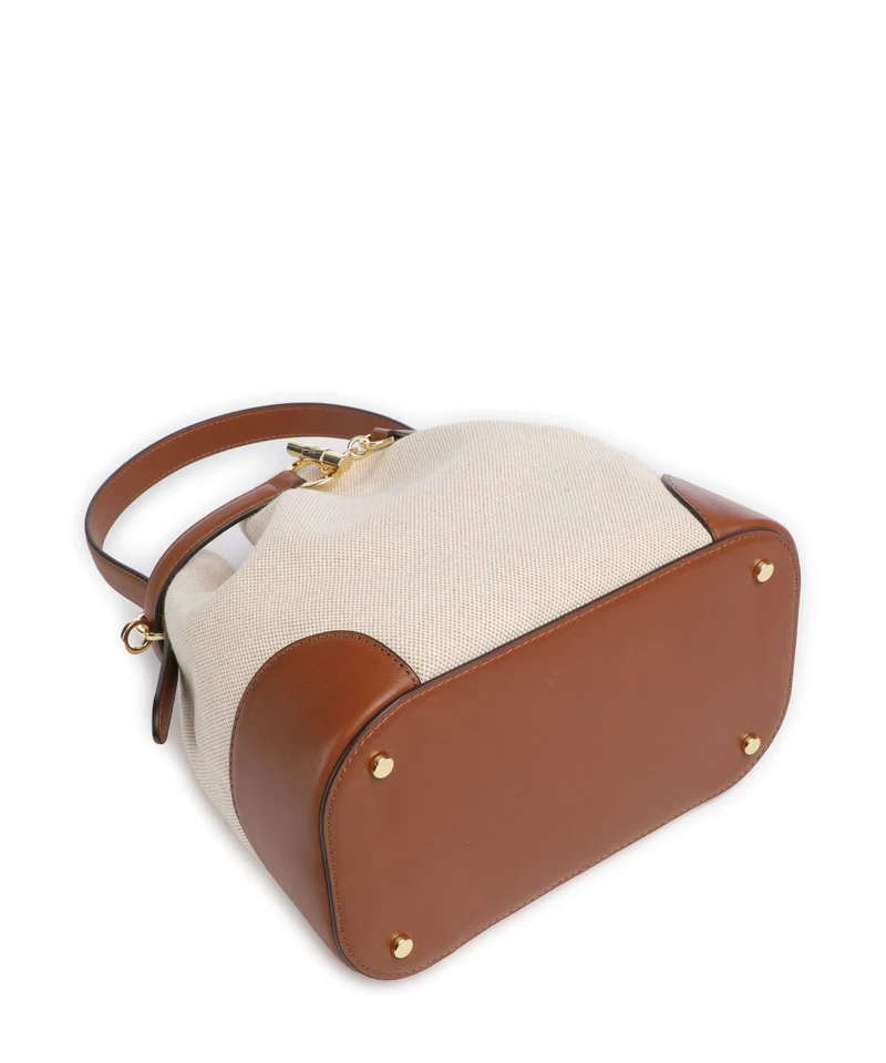 Lauren Ralph Lauren Blaike Medium Bucket Handtasche natural/buff canvas/lauren tan