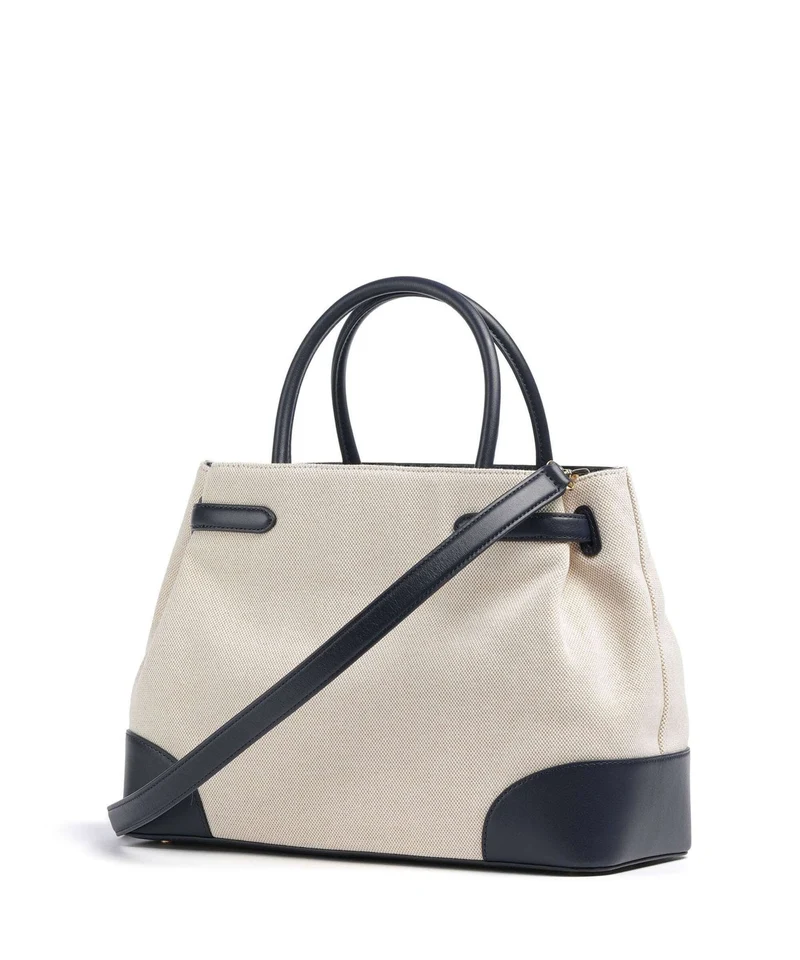 Lauren Ralph Lauren Blaike Large Handtasche natural/buff canvas/refined navy