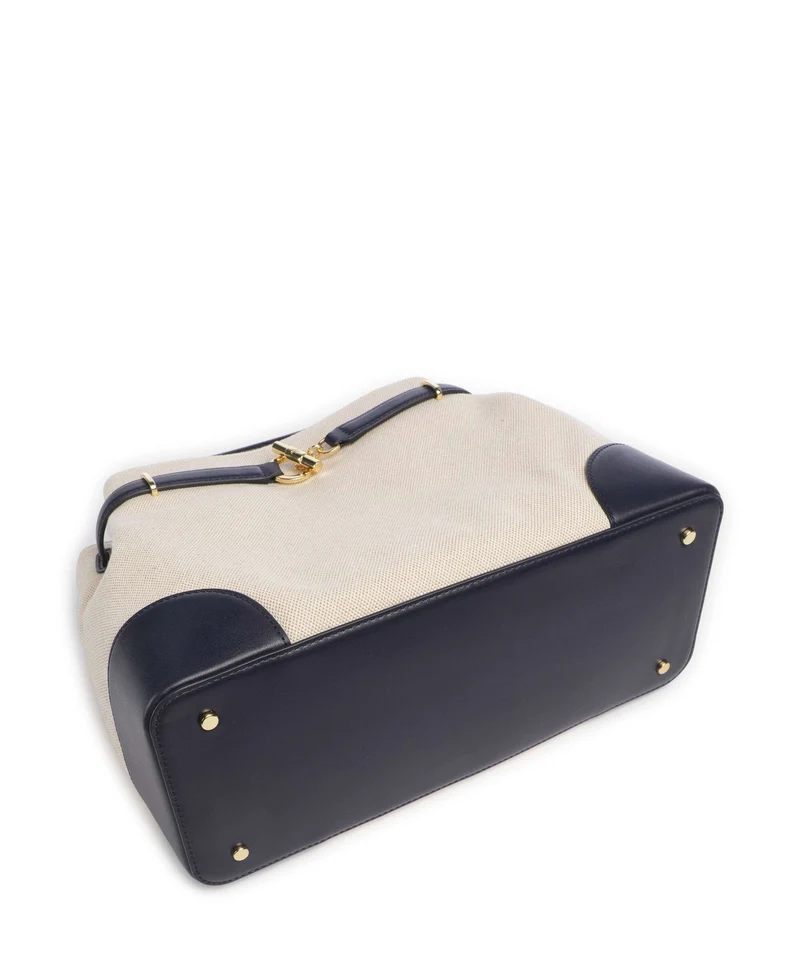 Lauren Ralph Lauren Blaike Large Handtasche natural/buff canvas/refined navy