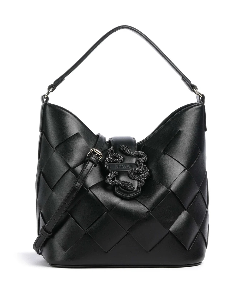 Just Cavalli Iconic Snakes Braided Beuteltasche black