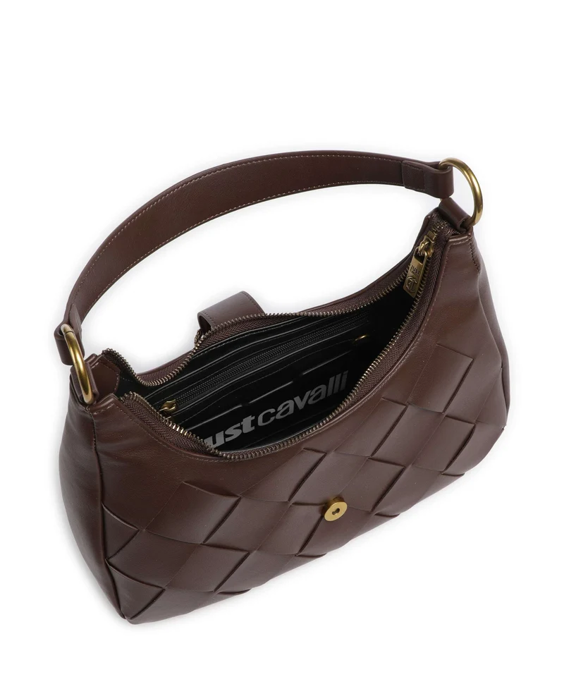 Just Cavalli Iconic Snakes Braided Schultertasche black coffee
