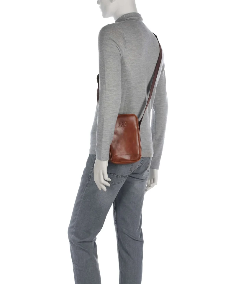 Buckle & Seam Crazy Horse Runner Umhängetasche cognac