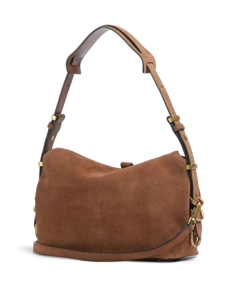Pinko Saddle Horizontal Mini Schultertasche marrone/leone/antique gold