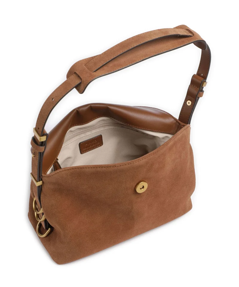 Pinko Saddle Horizontal Mini Schultertasche marrone/leone/antique gold