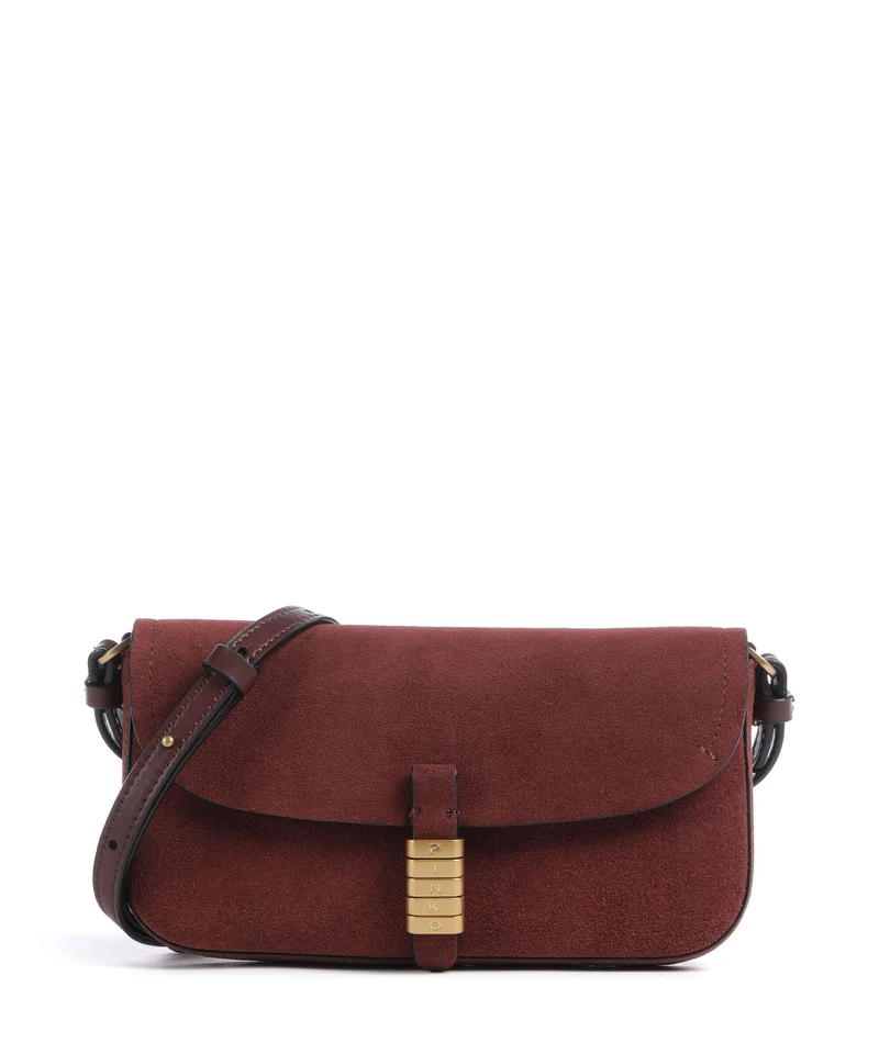 Pinko Saddle Flat Umhängetasche burgundy wine/antique gold