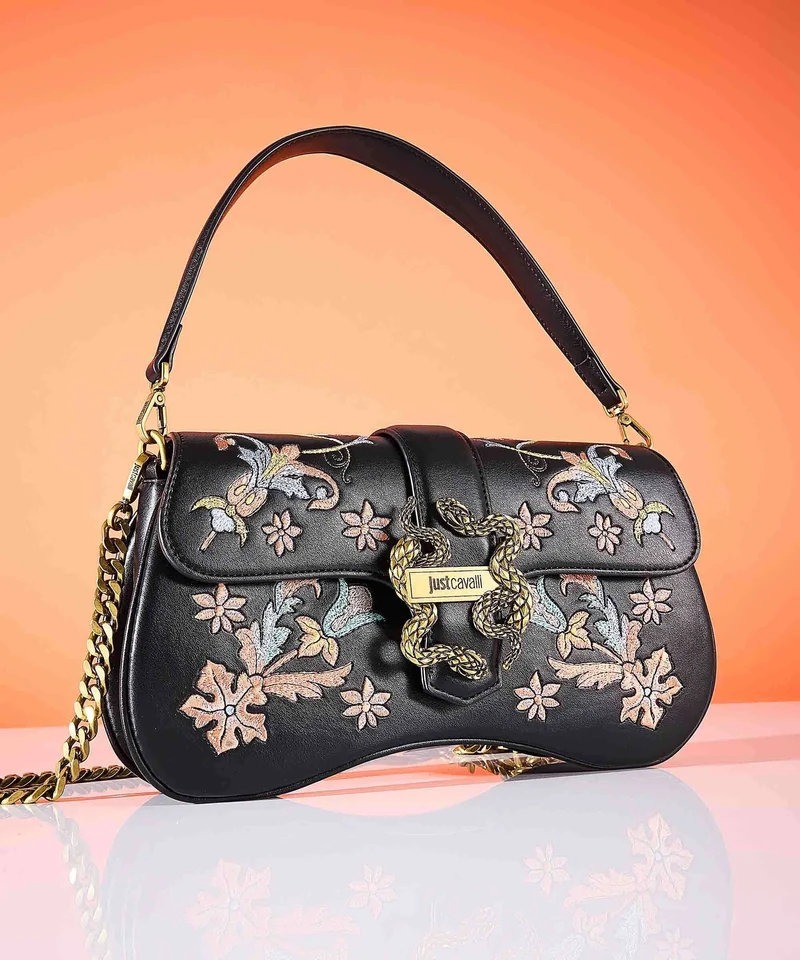 Just Cavalli Iconic Snakes Schultertasche black