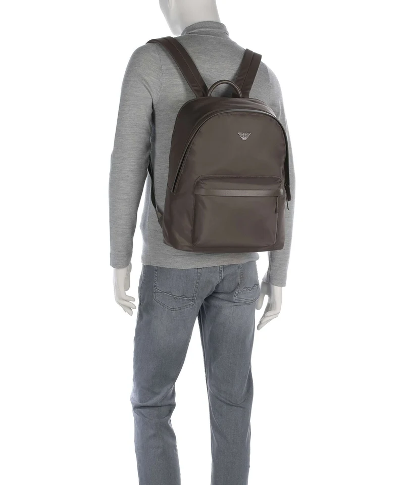 Emporio Armani Recycled Nylon Rucksack major brown