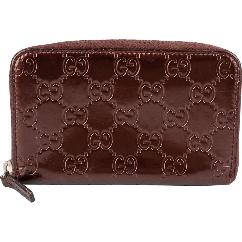 Gucci Guccissima Metallic Leather Zip Around Small Wallet