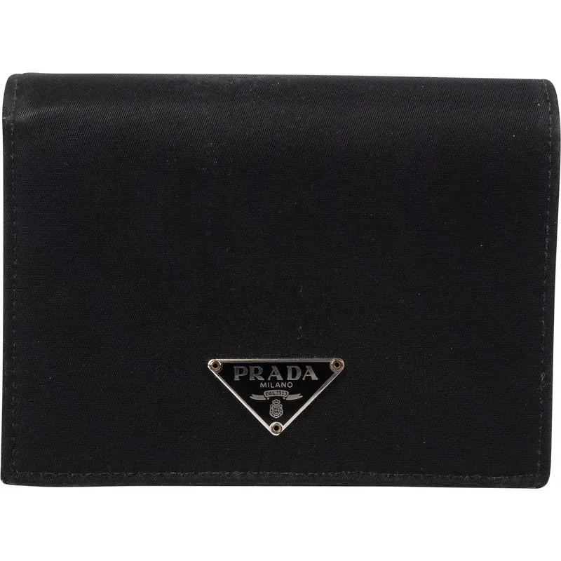 Prada Tessuto Triangle Bifold Wallet