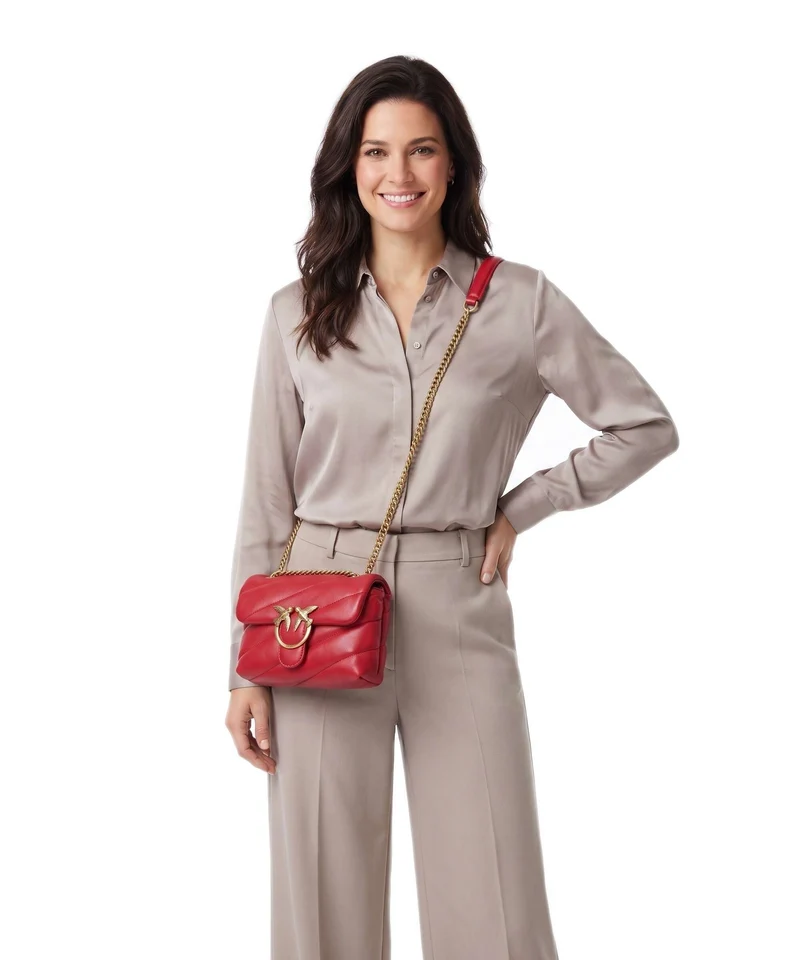 Pinko Love Puff Baby Schultertasche rosso rio/antique gold