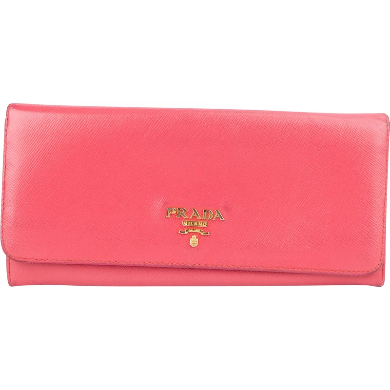 Prada Pink Saffiano Continental Wallet