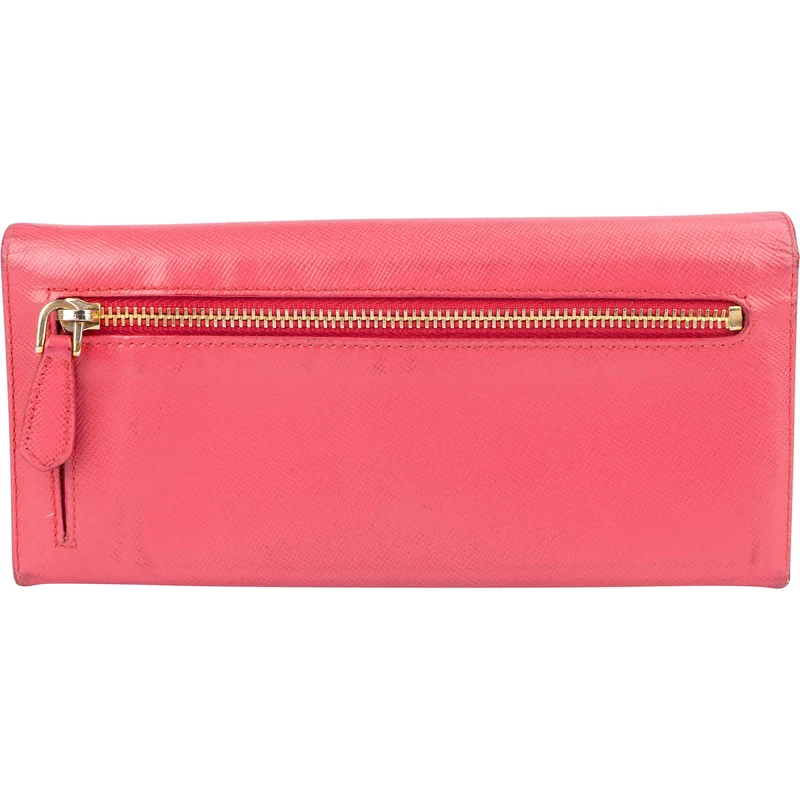 Prada Pink Saffiano Continental Wallet