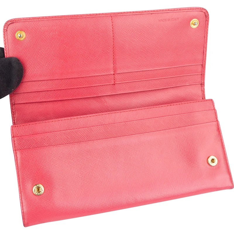 Prada Pink Saffiano Continental Wallet