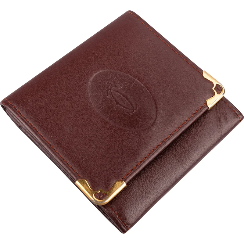 Must de Cartier Bordeaux Leather Small Coin Purse Wallet