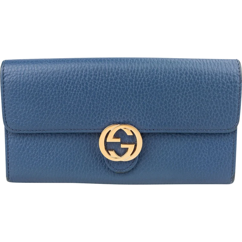Gucci Pebbled Leather Interlocking GG Continental Wallet