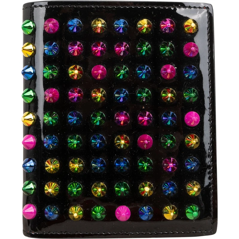 Christian Louboutin Patent Leather Multicolor Spikes Bifold Wallet