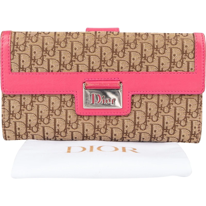 Christian Dior Trotter Monogram Canvas Pink Wallet