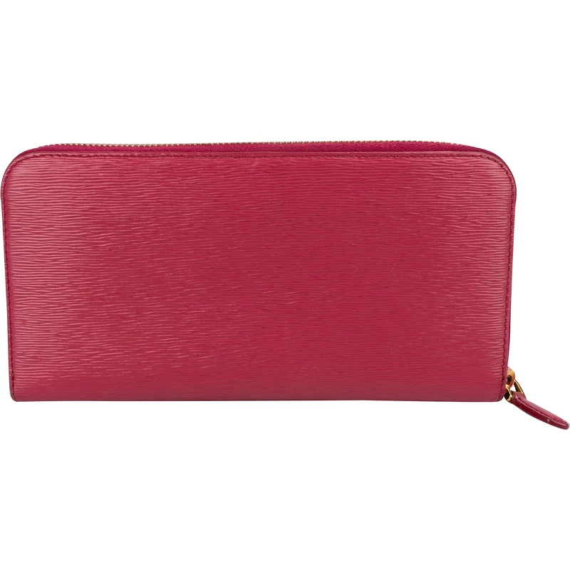 Prada Vitello Move Leather Zip Around Wallet
