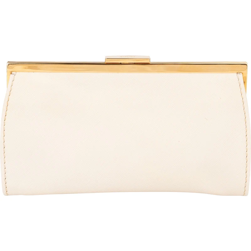 Prada Saffiano Leather Frame Coin Purse Wallet