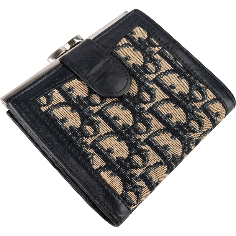 Christian Dior Trotter Monogram Oblique Canvas Frame French Wallet