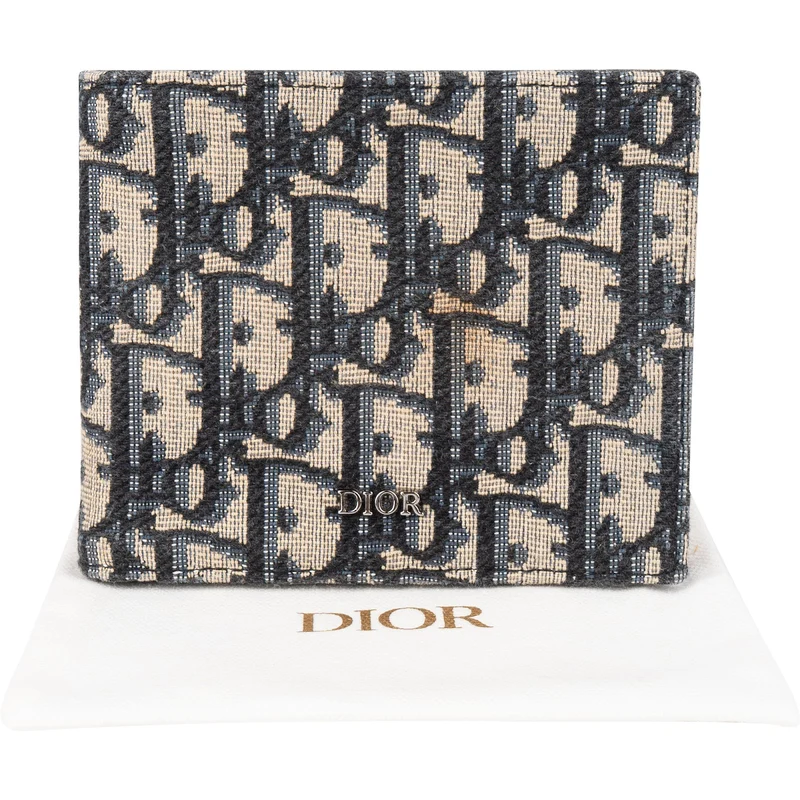 Christian Dior Oblique Trotter Monogram Jacquard Bifold Card Holder Wallet