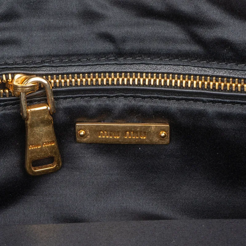Miu Miu Black Leather Studded Clutch Bag
