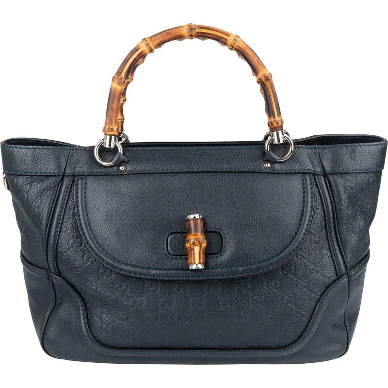 Gucci Guccissima Leather Bamboo Top Handle Tote Handbag