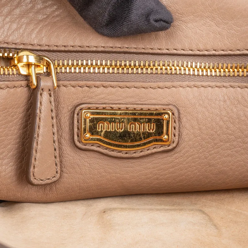 Miu Miu Leather Cervo Flap Turnlock Crossbody Shoulder Bag