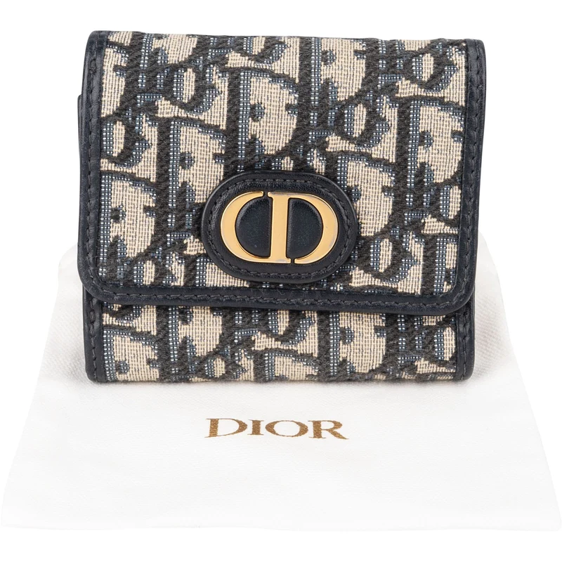 Christian Dior Oblique Trotter Monogram Jacquard Montaigne Bifold Lotus Wallet
